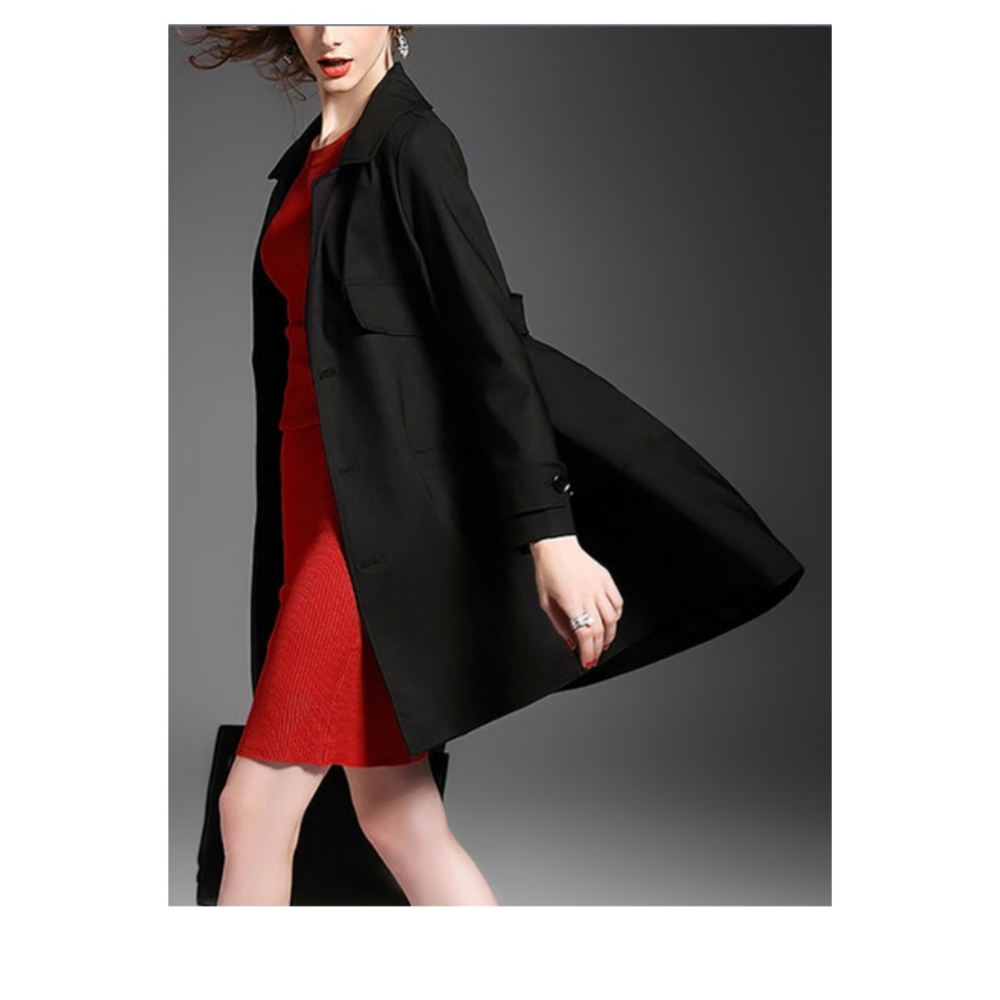 Alaroo Black Pleated Trench Coat